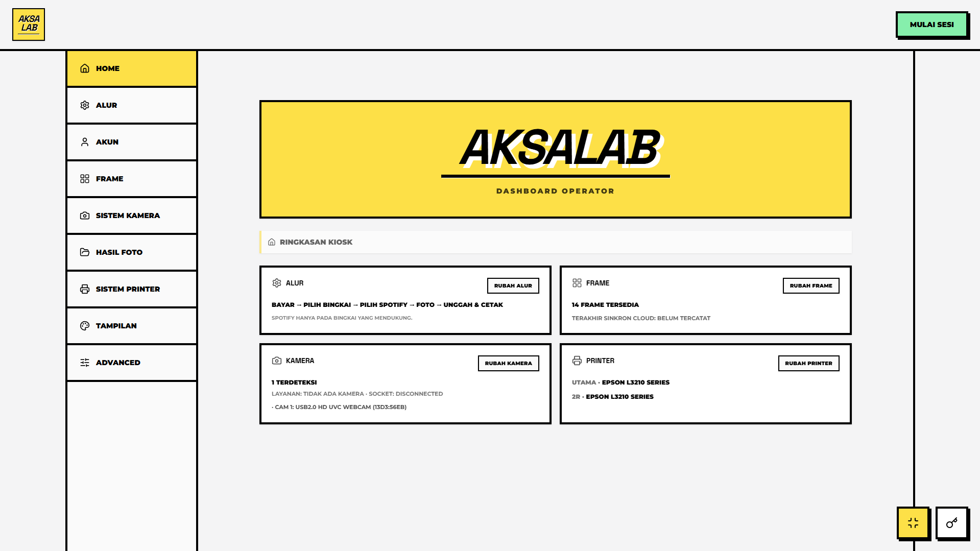 Tampilan Setting Operator 1