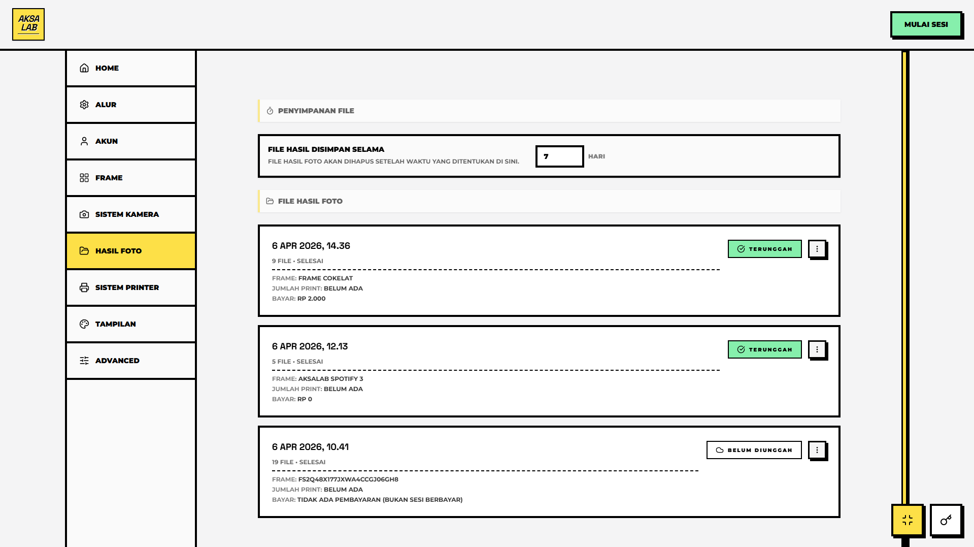 Tampilan Setting Operator 6